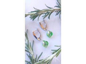 Minđuše od srebra i Swarovski kristala (zelene)