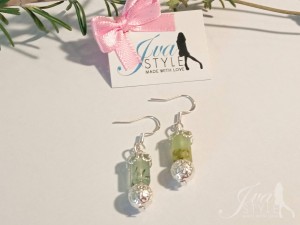 Minđuše od srebra 925 i poludragog kamena prehnita