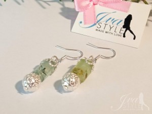 Minđuše od srebra 925 i poludragog kamena prehnita