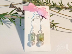 Minđuše od srebra 925 i poludragog kamena prehnita